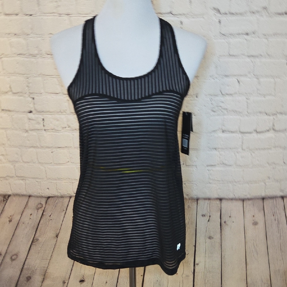 Marika Black and Gray Striped Tank Top
